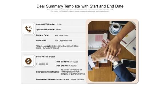 Deal Summary Template With Start And End Date Ppt PowerPoint Presentation File Vector PDF Deal Summary Template With Start And End Date Ppt PowerPoint Presentation File Vector PDF