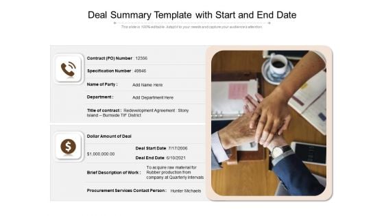 Deal Summary Template With Start And End Date Ppt PowerPoint Presentation File Vector PDF