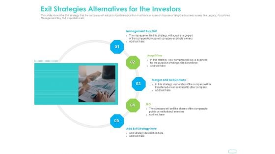 Debt Funding Investment Pitch Deck Exit Strategies Alternatives For The Investors Ppt Icon Template PDF Debt Funding Investment Pitch Deck Exit Strategies Alternatives For The Investors Ppt Icon Template PDF