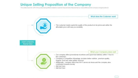 Debt Funding Investment Pitch Deck Unique Selling Proposition Of The Company Ppt Layouts Icons PDF