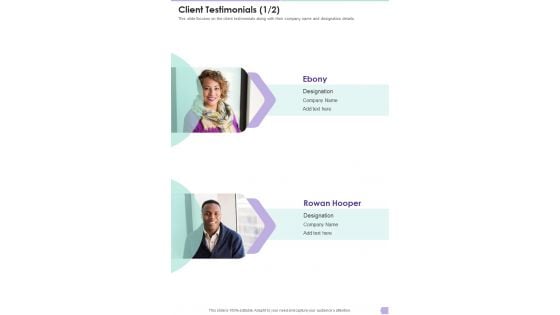 Debt Management Process Proposal Client Testimonials One Pager Sample Example Document Debt Management Process Proposal Client Testimonials One Pager Sample Example Document