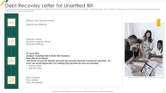 Debt Recovery Letter For Unsettled Bill Slides PDF