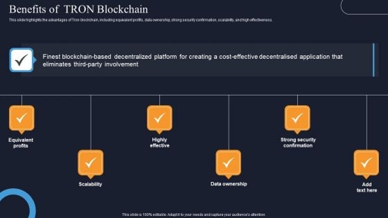 Decentralization App Development Benefits Of Tron Blockchain Template PDF