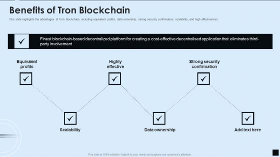 Decentralized Applications IT Benefits Of Tron Blockchain Background PDF