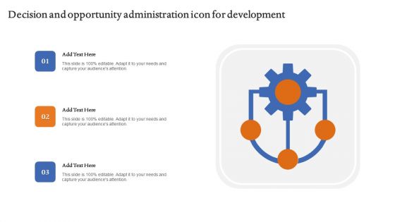 Decision And Opportunity Administration Icon For Development Microsoft PDF