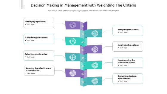 Decision Making In Management With Weighting The Criteria Ppt PowerPoint Presentation Gallery Ideas PDF