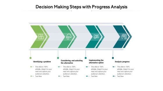 Decision Making Steps With Progress Analysis Ppt PowerPoint Presentation Model Graphics PDF