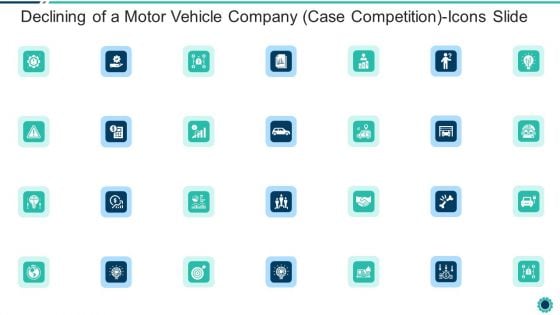 Declining Of A Motor Vehicle Company Case Competition Icons Slide Demonstration PDF