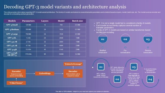 Decoding GPT 3 Model Variants And Architecture Analysis Brochure PDF