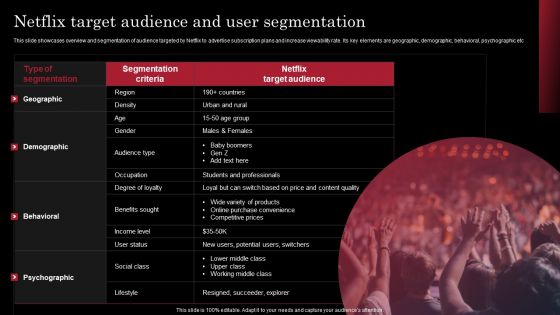 Decoding Netflix Strategies Drives OTT Market Dominance Netflix Target Audience Portrait PDF