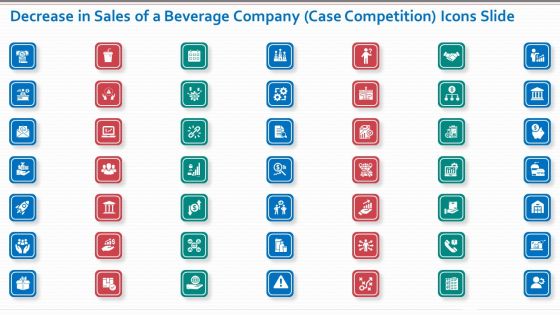 Decrease In Sales Of A Beverage Company Case Competition Icons Slide Sample PDF