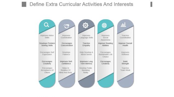 Define Extra Curricular Activities And Interests Powerpoint Slide Backgrounds