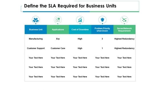 Define The SLA Required For Business Units Ppt PowerPoint Presentation Styles Icon
