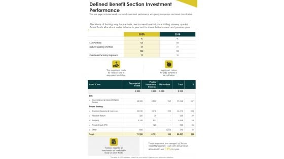 Defined Benefit Section Investment Performance One Pager Documents