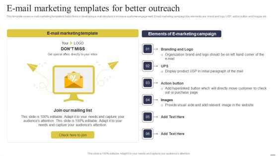 Defining Generic Target Marketing Techniques E Mail Marketing Templates For Better Outreach Demonstration PDF