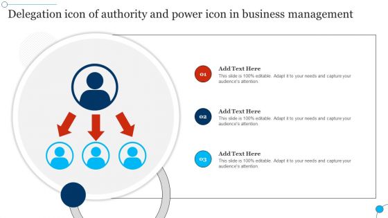 Delegation Icon Of Authority And Power Icon In Business Management Formats PDF