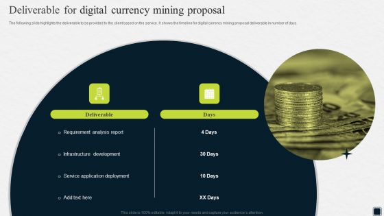 Deliverable For Digital Currency Mining Proposal Ppt Inspiration Graphics Design PDF