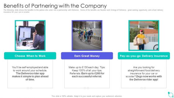 Deliveroo Capital Fundraising Pitch Deck Benefits Of Partnering With The Company Ppt File Templates PDF