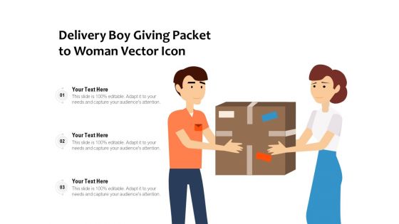 Delivery Boy Giving Packet To Woman Vector Icon Ppt PowerPoint Presentation File Sample PDF