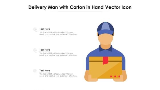 Delivery Man With Carton In Hand Vector Icon Ppt PowerPoint Presentation Layouts Example File PDF