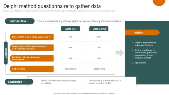 Delphi Method Questionnaire To Gather Data Diagrams PDF