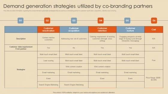 Demand Generation Strategies Utilized By Co Branding Partners Structure PDF