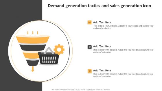 Demand Generation Tactics And Sales Generation Icon Ppt Visual Aids Deck PDF