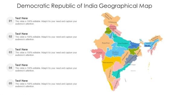 Democratic Republic Of India Geographical Map Ppt PowerPoint Presentation File Infographics PDF