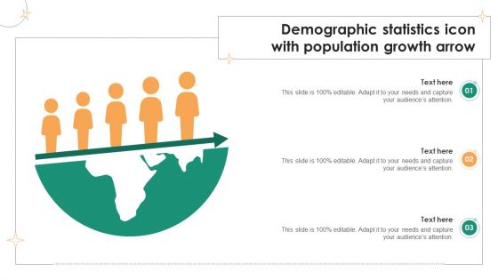 Demographic Statistics Icon With Population Growth Arrow Infographics PDF