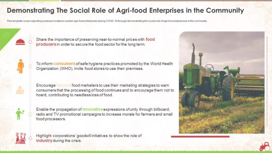 Demonstrating The Social Role Of Agri Food Enterprises In The Community Ppt File Infographic Template PDF