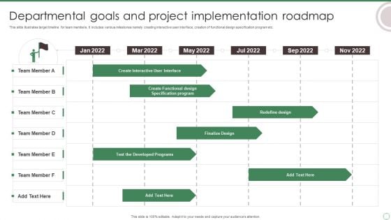 Departmental Goals And Project Implementation Roadmap Ppt Inspiration Information PDF