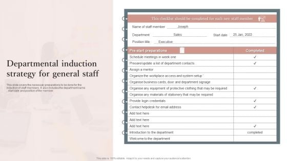 Departmental Induction Strategy For General Staff Guidelines PDF