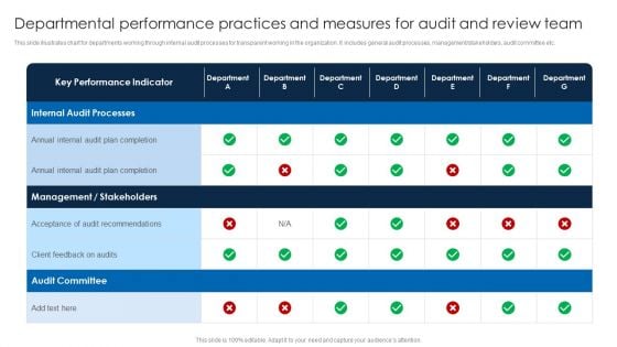 Departmental Performance Practices And Measures For Audit And Review Team Professional PDF