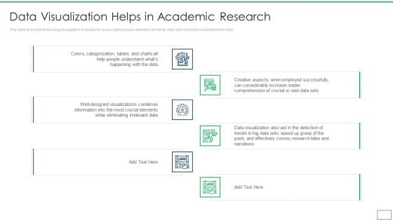 Departments Of Visualization Research Data Visualization Helps In Academic Research Icons PDF