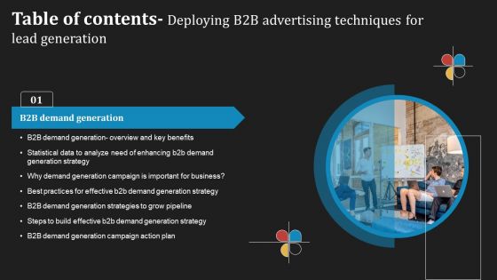 Deploying B2B Advertising Techniques For Lead Generation Table Of Contents Themes PDF