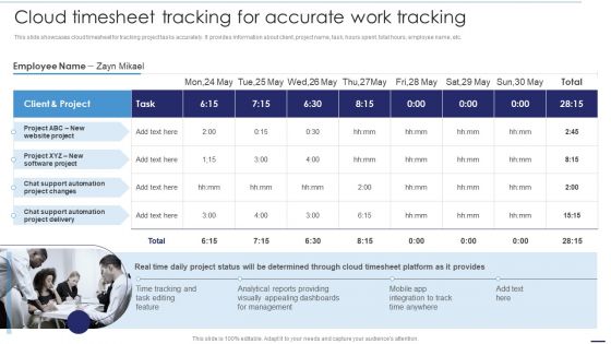 Deploying Cloud Technology Cloud Timesheet Tracking For Accurate Work Tracking Ppt Summary Vector PDF