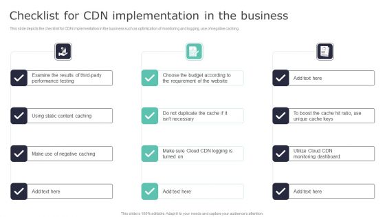 Deploying Content Distribution Network System Checklist For CDN Implementation Demonstration PDF