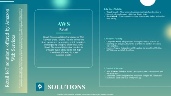 Deploying Iot Solutions In The Retail Market Retail Iot Solutions Offered By Amazon Web Services Graphics PDF