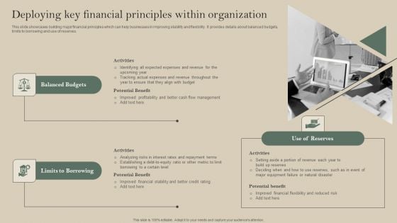 Deploying Key Financial Principles Within Organization Mockup PDF