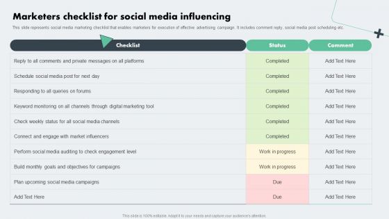 Deploying Online Marketing Marketers Checklist For Social Media Influencing Pictures PDF Deploying Online Marketing Marketers Checklist For Social Media Influencing Pictures PDF