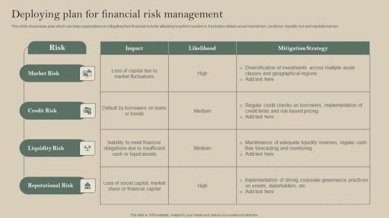 Deploying Plan For Financial Risk Management Designs PDF Deploying Plan For Financial Risk Management Designs PDF
