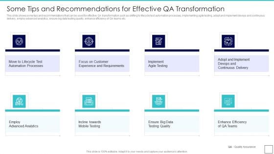 Deploying Quality Assurance QA Transformation Some Tips And Recommendations For Effective Slides PDF