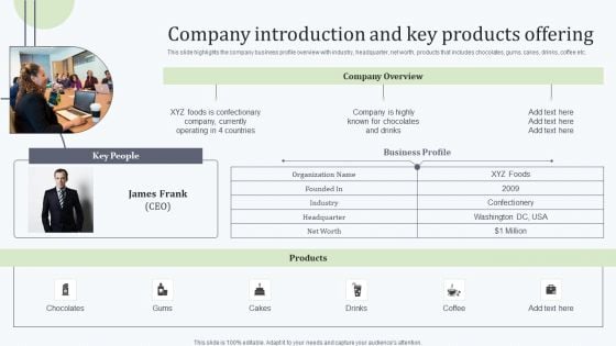 Deploying Revitalization Strategy Enhance Product And Service Sales Company Introduction And Key Products Clipart PDF