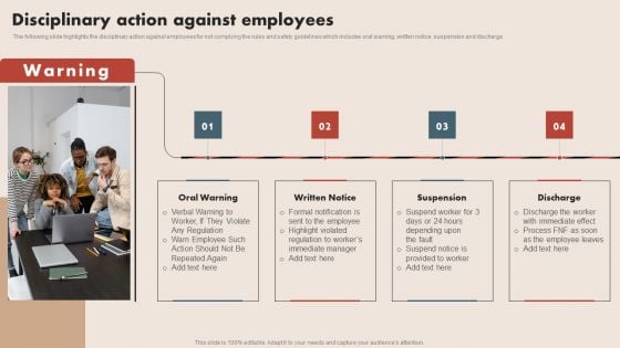 Deploying Safe Operating Procedures In The Organization Disciplinary Action Against Employees Mockup PDF