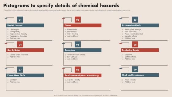 Deploying Safe Operating Procedures In The Organization Pictograms To Specify Details Of Chemical Hazards Demonstration PDF