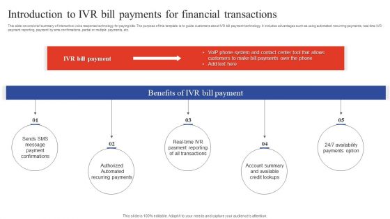 Deployment Of Omnichannel Banking Solutions Introduction To IVR Bill Payments For Financial Transactions Guidelines PDF