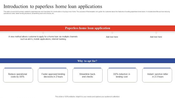 Deployment Of Omnichannel Banking Solutions Introduction To Paperless Home Loan Applications Infographics PDF