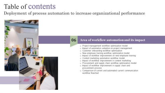 Deployment Of Process Automation To Increase Organisational Performance Table Of Contents Download PDF