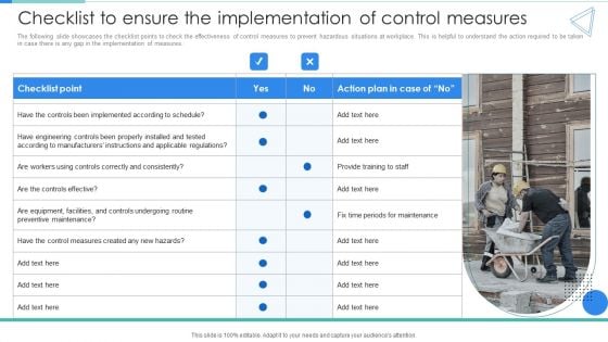 Deployment Of Workplace Safety Management Program Checklist To Ensure The Implementation Of Control Measures Themes PDF