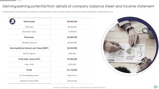 Deriving Earning Potential From Details Of Company Balance Sheet And Income Statement Guidelines PDF